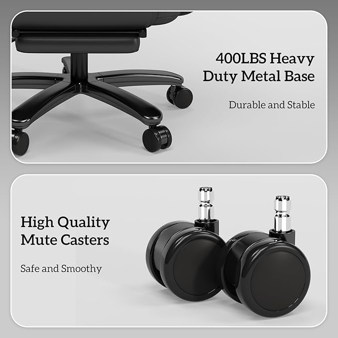 GYI Criss Cross Chair with Wheels, 160° Big and Tall Reclining Office Desk Chair with High Back, Wide Seat, Arms, Footrest, Black