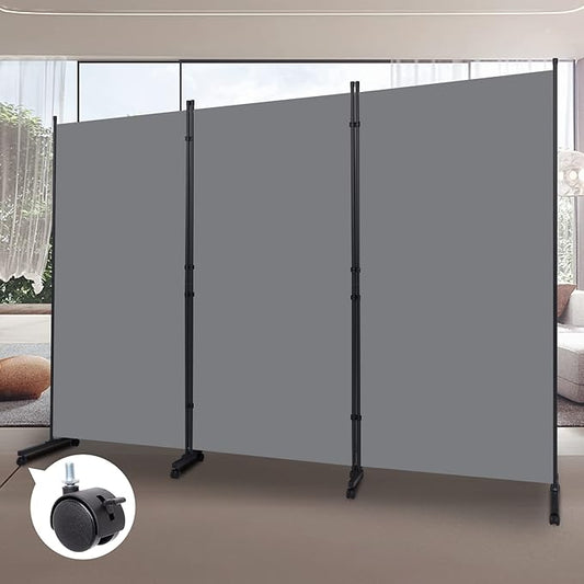 Room Divider Folding Privacy Screens with Wheels, 6FT Tall Divider for Room Separation, 3 Panel Movable Room Partitons and Dividers, Indoor Room Dividers Panel with Non-See Through Fabric for Office