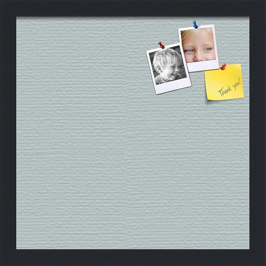 PinPix 14x14 Inch Cork Bulletin Board. This Decorative Framed Pin Board Comes with Soft Blue Design and a Satin Black Frame. Ideal for Home Office Decor or Message Board (PinPix-1814)
