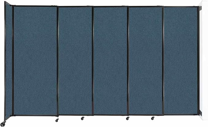 Wall-Mounted Sliding StraightWall Room Divider | Adjustable Widths | Locking Wheels | Room Separator | Up to 11'3" Wide x 6'10" Tall Caribbean Fabric Panels
