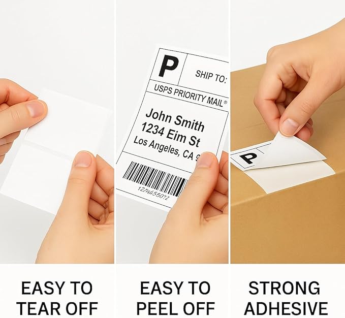 Compulabel 4" x 6" Direct Thermal Labels, White, 3" Core, Perforated, Permanent Adhesive, 3 Rolls, 1000 Labels per roll, 3000 Total