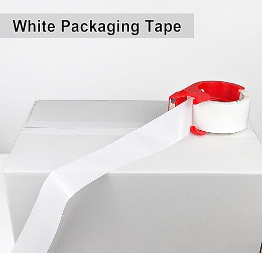 BOMEI PACK White Packing Tape with Dispenser, 2.4 Mil 1.88 Inch x 60 Yards, 6 Refills Rolls White Tape for Box Moving, Shipping and Packaging