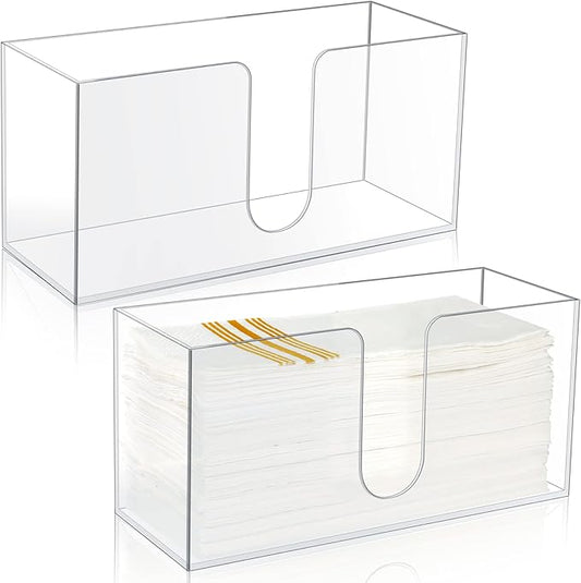 Mumufy 2 Pcs Fold Paper Towel Dispenser Countertop Napkins Dispenser Napkin Holder Multifold Disposable Acrylic Paper Towel Dispenser for Z or C Fold (Clear)