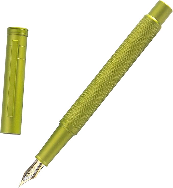 Hongdian 1851 Mustard Yellow Forest Fountain Pen Medium Nib, Classic Design with Converter and Metal Pen Case