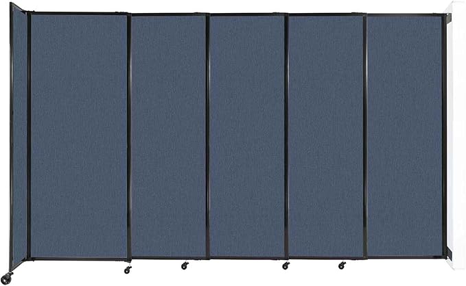Wall-Mounted Sliding StraightWall Room Divider | Adjustable Widths | Locking Wheels | Room Separator | Up to 11'3" Wide x 6'10" Tall Ocean Fabric Panels