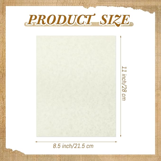 Epakh 200 Sheets Old Age Parchment Paper 8.5 x 11 Inch Standard Letter Vintage Colored Old Parchment Semblance Double Side Printing Paper(Lvory)