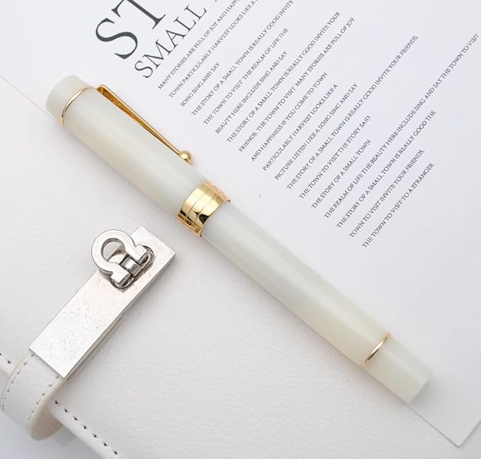 JINHAO 100 Fountain Pen with Ink Converter (Medium Nib 0.7mm, Semi Transparent White)