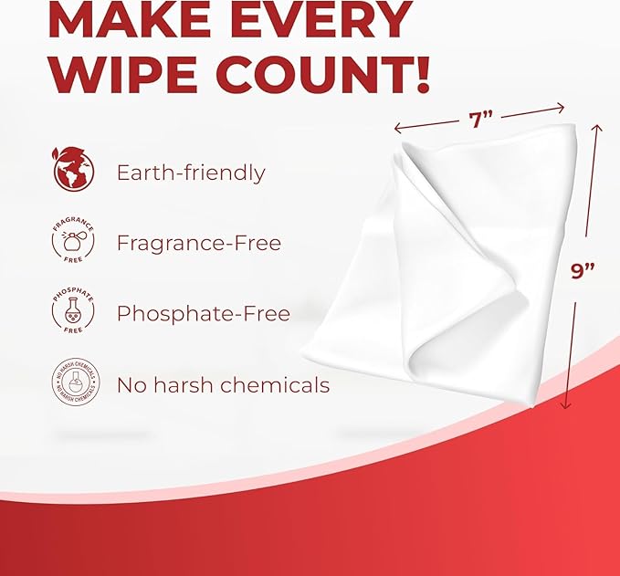 HandyClean Rinse-Free Food Contact Sanitizing Wipes Pouch, Multi Surface Cleaning Supplies for Kitchen and Professional Setting - 12 pack, 864 count