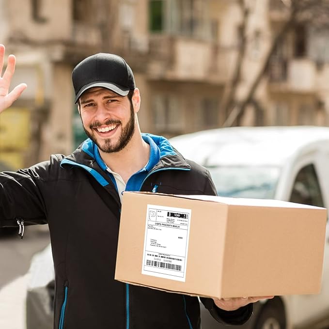 MFLABEL® 4 Stacks Fanfold 4" x 6" Direct Thermal Labels White Perforated Shipping Label (2,000 Labels per Stack) (4 Stacks)