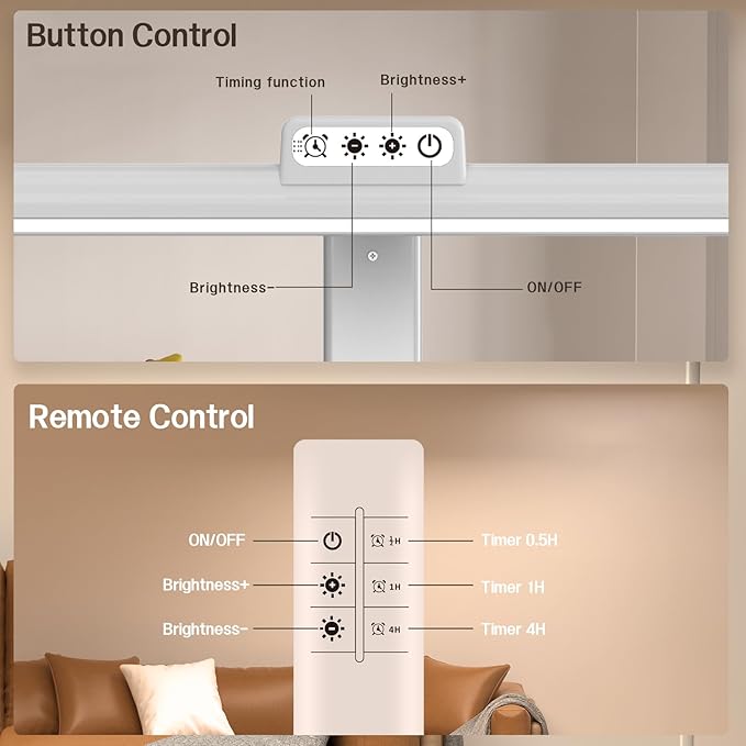 LED Desk Lamp for Home Office, Double Head Desk Lamp,24W Dimmable Desk Light 5 Color 5 Brightness Levels Office Lamp, Adjustable Gooseneck Office Light Eye Protection (White-Large Desk lamp)