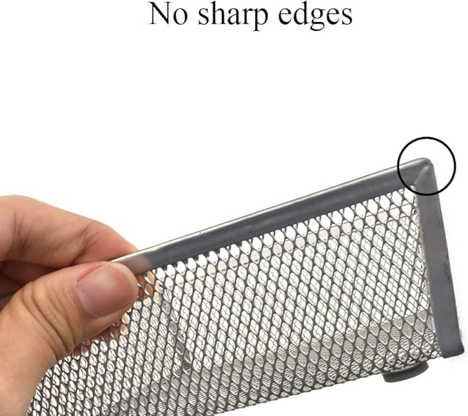 HAHIYO Stackable Mesh Tray Cup 6 x 6 x 2 inches Sturdy Container for Desk Drawer Organizer Collection for Home Office School kitchen Soft Foam Feet No Sharp Edges 2 Pack Silver