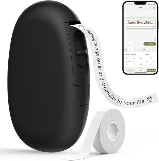 SUPVAN E10 Bluetooth Label Maker Machine with Tape, Continuous Waterproof Label, Versatile App with 35 Fonts and 1k+ Icons, Inkless Labeler for Home, Kitchen, School, Office Organization, Green