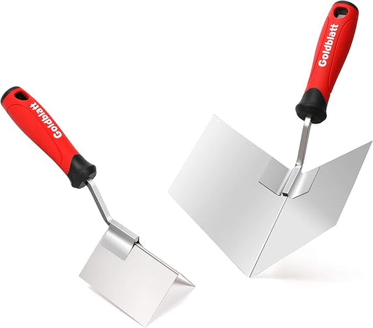 Goldblatt 2 Piece Drywall Corner Tool Set, 5'' Outside Corner Knife & 3-1/2'' Inside Corner Knife, with Soft Grip Handle - Stainless Steel Sheetrock External Corner Trowel & Internal Corner Trowel