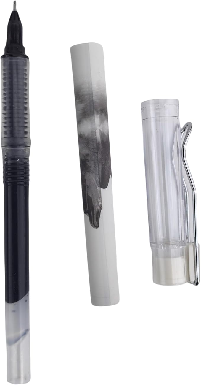 Fengtaiyuan LQB05P12 Straight Liquid Ballpoint Pen - Black Ink, 0.5mm Bullet Head, Smooth Writing, 12 Count (Black05P12)