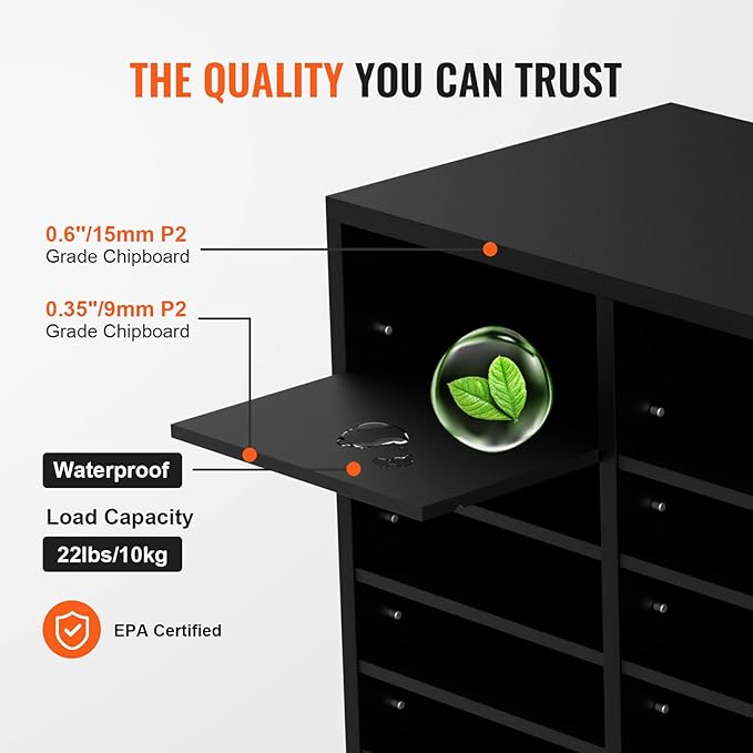 VEVOR Literature Organizers, 24 Compartments Office Mailbox with Adjustable Shelves, Wood Literature Sorter 29x12x24.4 inches for Office, Home, Classroom, Mailrooms Organization, EPA Certified Black