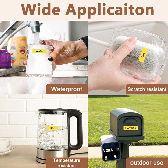 Hehua Tape Tze Tz 18mm 0.7 Laminated Yellow Compatible for Brother P-Touch TZe-641 TZe641 TZ641 TZ641 Tape for Ptouch PT D400 D600 D610 P710bt, 3/4'' x 26.2ft Black on Yellow, 3 Pack