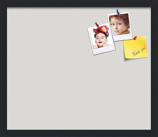 PinPix 20x17 Inch Cork Bulletin Board. This Decorative Framed Pin Board Comes with Light Stone Design and a Satin Black Frame. Ideal for Home Office Decor or Message Board (PinPix-1809)