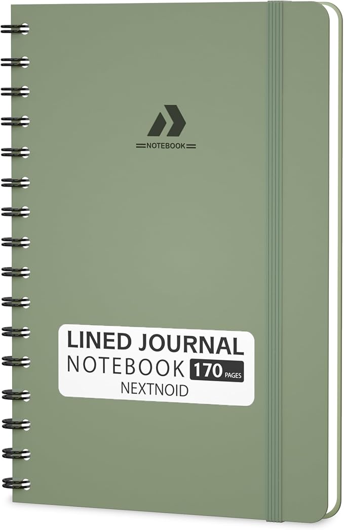 Lined Spiral Notebook Journal For Women & Men - A5 Notebook 170 Pages, Hardcover Journals for Writing & Note Taking, College Ruled Notebook for Work - Green