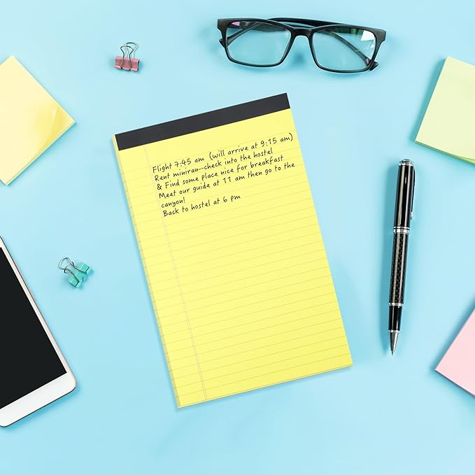 Gueevin 12 Pcs 5'' x 8'' Colored Lined Legal Pads Letter Size 40 Sheets Per Notepads Micro Perforated Notebook and Writing Pad for School, College, Office, Business(Multicolor)