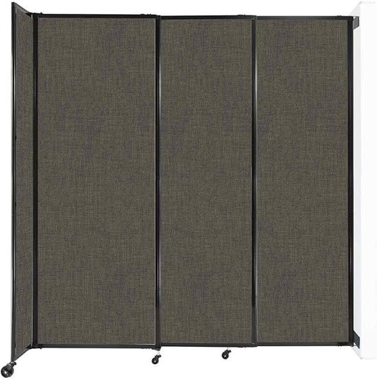 Wall-Mounted Sliding StraightWall Room Divider | Adjustable Widths | Locking Wheels | Room Separator | Up to 7'2" Wide x 7'6" Tall Mocha Fabric Panels