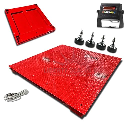 Liberty LS-800-4X5 NTEP Certified (Legal for Trade) Industrial Floor Scale | 48" x 60" | Capacity of 20,000 lbs x 5 lb + Red