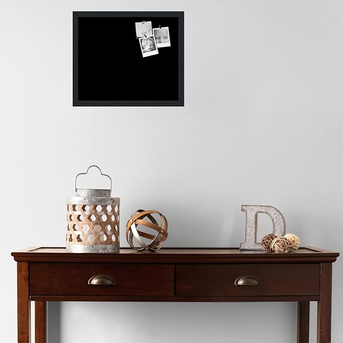 PinPix 18x15 Inch Cork Bulletin Board. This Decorative Framed Pin Board Comes with Solid Black Design and a Satin Black Frame. Ideal for Home Office Decor or Message Board (PinPix-622)