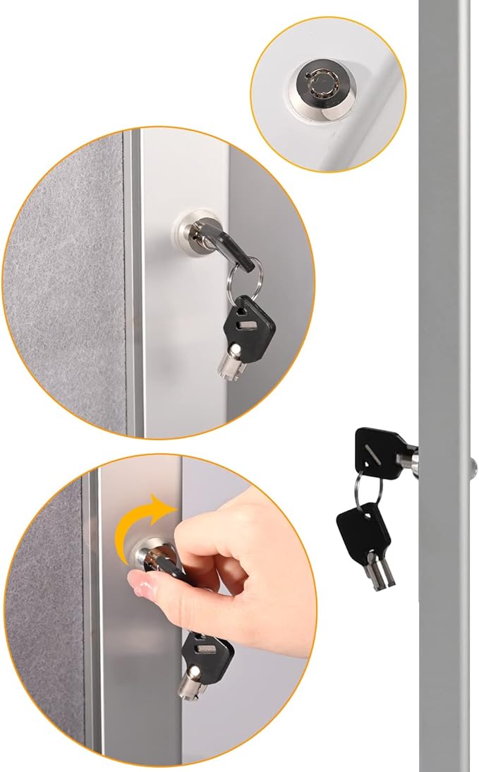 Locking Enclosed Bulletin Board Aluminum Memo Board Wall Mount Noticeboard with Rubber Seal Tamperproof Single Door Display Case for Indoor Or Outdoor Use, 26.8×20 in