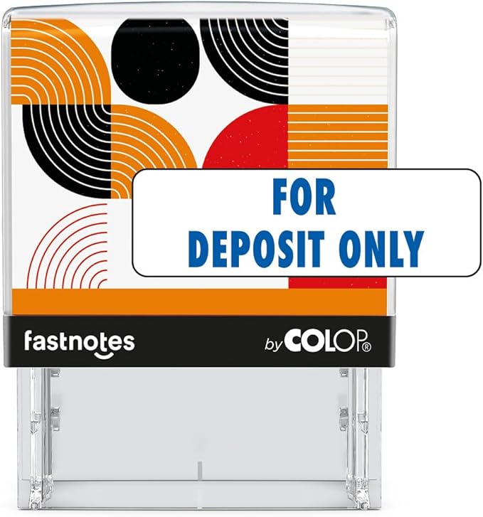Fastnotes for Deposit ONLY Self-Inking Rubber Stamp by COLOP- Great for Office Documents, Notary, Warehouse, Accounting, Business, and Legal Documentation - Blue Ink (for Deposit ONLY- Blue)