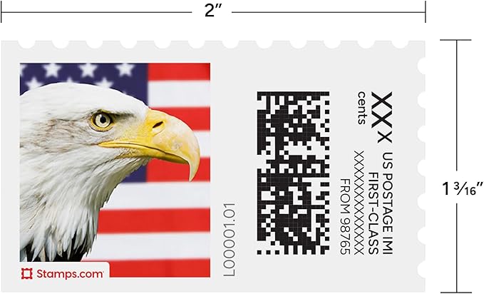 Bald Eagle NetStamps 120-Pack (5 Sheets) Printable Postage Labels (Stamps.com Subscription Required) - Print Approved Postage - Inkjet & Laser Printers - Business, Personal, Home