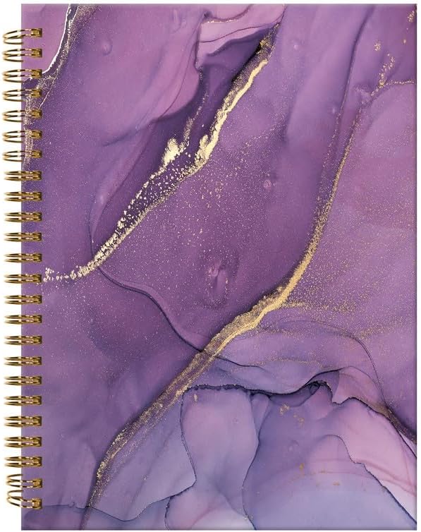 Spiral Journal Notebook,A5 Hardcover Lined Journals for Women Girl 6 x 8.3 in,120 Pages Thick Paper,Cute College Ruled Writing Notebook for Gifts Office Work School(Chic Purple Marble)