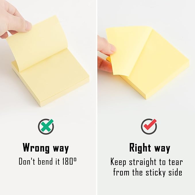 HappyHapi Sticky Notes 3x3 Inches Bulk 36 Pack 3600 Sheets Colored Self-Stick Pads, 100 Sheets/Pad, 4 Bright Colors (Yellow, Green, Pink, Blue) for Office Supplies, School, Home