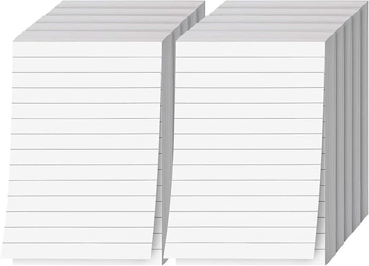 Memo Pads, White, With Black Lines – Lined Paper Notepads, Scratch Pad, Writing Pad for Planning, To-Do Lists, Appointments, Reminders, Home, Office – 50 Sheets Per Pad, 10 Pads per Pack – 4" x 6"
