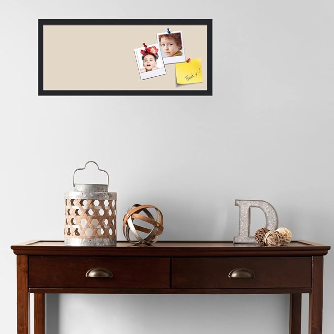 PinPix 30x12 Inch Cork Bulletin Board. This Decorative Framed Pin Board Comes with Desert Pastel Design and a Satin Black Frame. Ideal for Home Office Decor or Message Board (PinPix-1815)