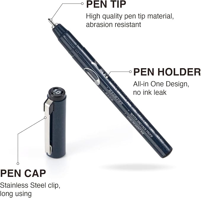 Micro Fineliner Drawing Art Pens Calligraphy Pens for Artist Drawing Supplies, 16 Set Waterproof Black Ink Pens for Sketching,Technical Drawing