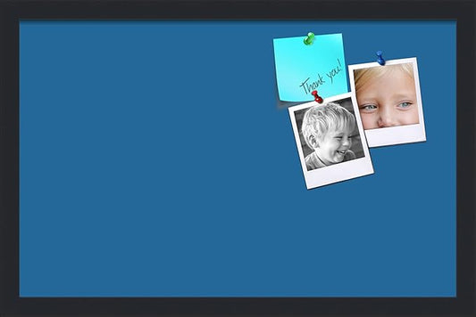 PinPix 22x14 Inch Cork Bulletin Board. This Decorative Framed Pin Board Comes with Navy Pastel Design and a Satin Black Frame. Ideal for Home Office Decor or Message Board (PinPix-1811)