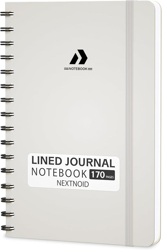 Lined Spiral Journal Notebook For Women & Men - Hardcover A5 Journal 170 Pages, Notebook for Work & Note Taking College Ruled Notebook - Beige
