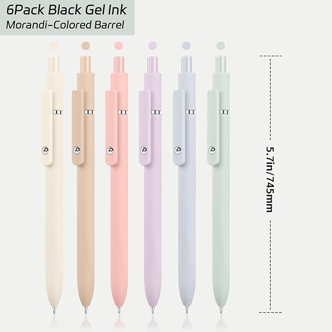 Gel Pens,6Pcs 0.5mm Fine Point Black Ink Pens With Smooth Writing,Quick Dry Pens For Journaling,Cute Nice Aesthetic Pen,Office School Supplies for Women Men Student(Macaron)