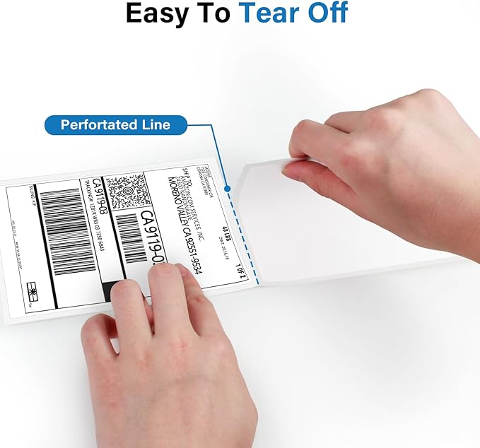 Thermal Shipping Labels 4x6-500 Labels Fan-Fold, Mailing Postage Paper for Thermal Printers, Strong Adhesive, Jam-Free, Compatible with JADENS, Rollo, Munbyn, for Office & Home