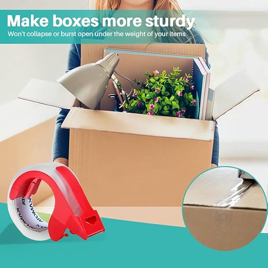 KAMOTA Packing Tape, 24 Rolls Heavy Duty Clear Packaging Tape for Shipping Packaging Moving Sealing, 2 inches Wide, 65 Yards Per Roll, Total 1560 Yards with 4 Dispensers