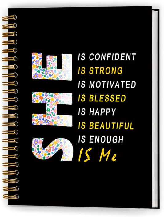 Floral Women Empowerment Notebook, Inspirational Motivational Journal, Self Love Gifts Journal for Women, Strong Woman Feminist Gifts Hardcover Spiral Notebooks, 5.5x8.3 Inch