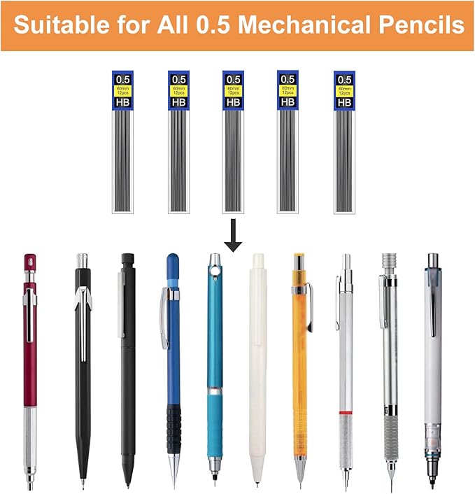 Morepack 0.5 mm Lead Refill, 840Pieces 0.5 Lead Refills for Mechanical Pencil,0.5 mm HB, Break Resistant Mechanical Pencil Refills,70 Tubes