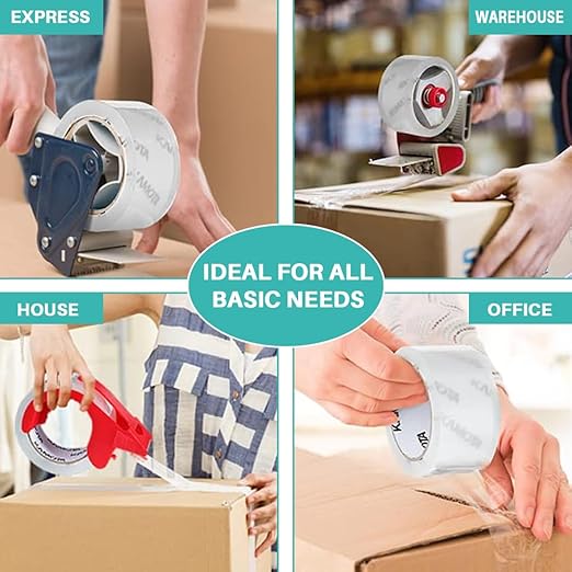 KAMOTA Packing Tape, 18 Rolls Heavy Duty Clear Packaging Tape for Shipping Packaging Moving Sealing, 2 inches Wide, 65 Yards Per Roll, Total 1170 Yards with 3 Dispensers