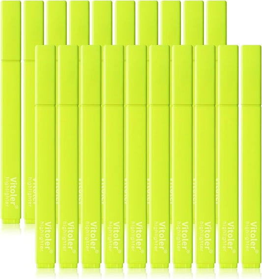 Vitoler Fluorescent Yellow Highlighters,20 Pack Bright Color Chisel tip Highlighters for Adults Kids in the Home School Office