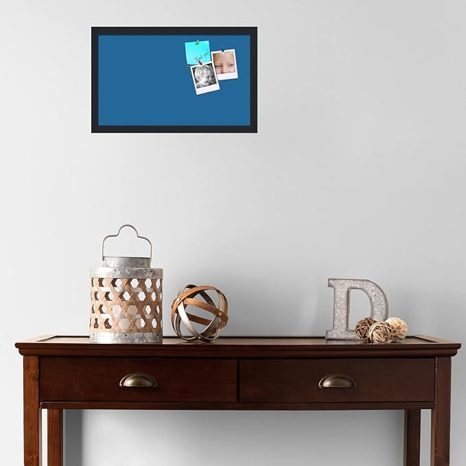 PinPix 20x12 Inch Cork Bulletin Board. This Decorative Framed Pin Board Comes with Navy Pastel Design and a Satin Black Frame. Ideal for Home Office Decor or Message Board (PinPix-1811)