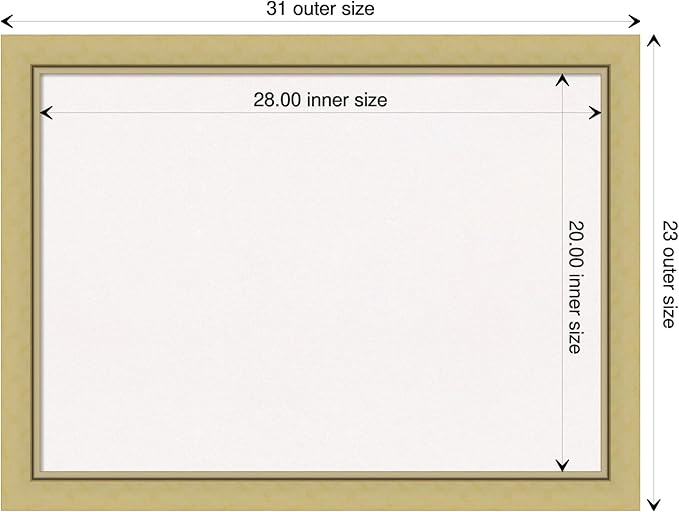 Amanti Art White Cork Board for Wall, 23x31 Vision Board with Gold Frame, Medium Corkboard Office Decor for Home Organization, Casual Corkboard Pinboard to display items for home organization