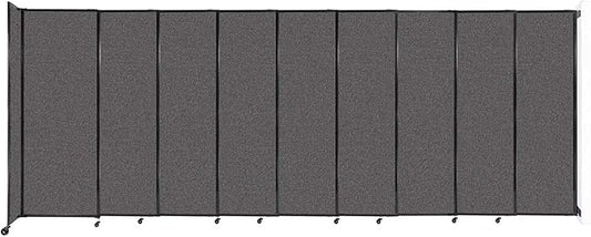 Wall-Mounted Sliding StraightWall Room Divider | Adjustable Widths | Locking Wheels | Room Separator | Up to 19'9" Wide x 7'6" Tall Charcoal Gray Fabric Panels