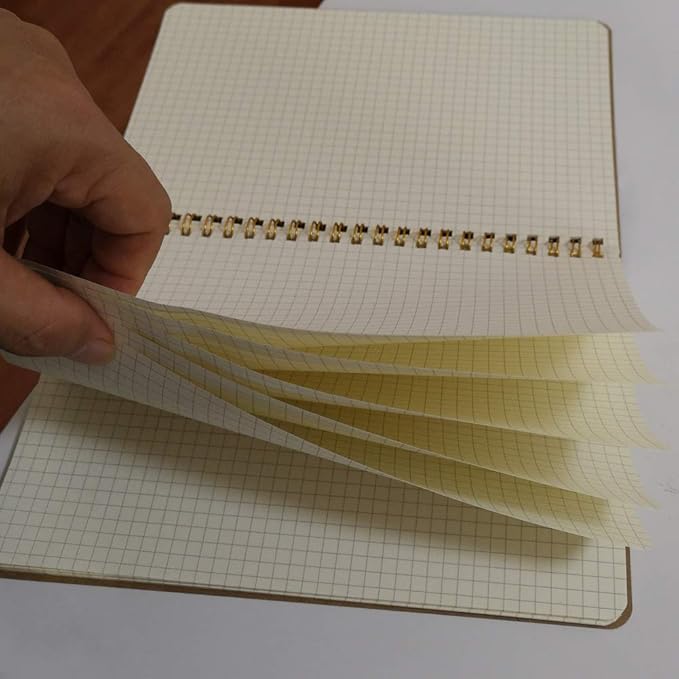 YUREE Softcover Spiral Notebook/Spiral Journal, 50 Sheets (100 Pages) Square Grid Notebook, 10 Notebooks Per Pack, A5, 8.5" x 5.7", Brown