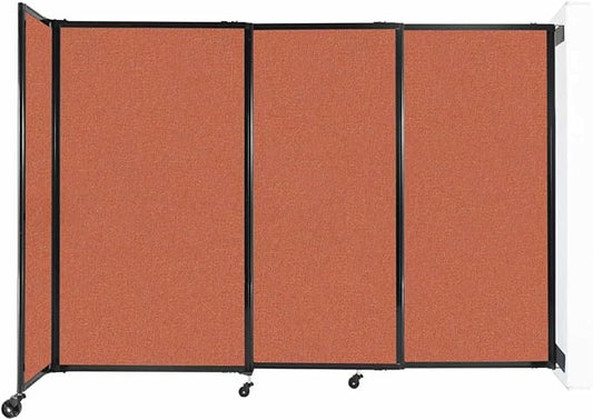 Wall-Mounted Sliding StraightWall Room Divider | Adjustable Widths | Locking Wheels | Room Separator | Up to 7'2" Wide x 5' Tall Papaya Fabric Panels
