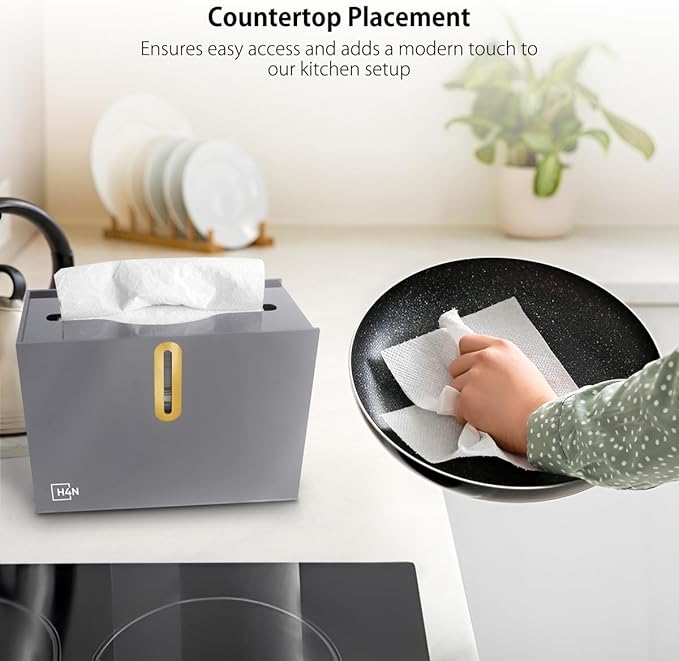 H4N Multifold Hand Paper Towel Dispenser Countertop, Compact Design, Single Sheet Dispensing for Home and Commercial Use, Gray