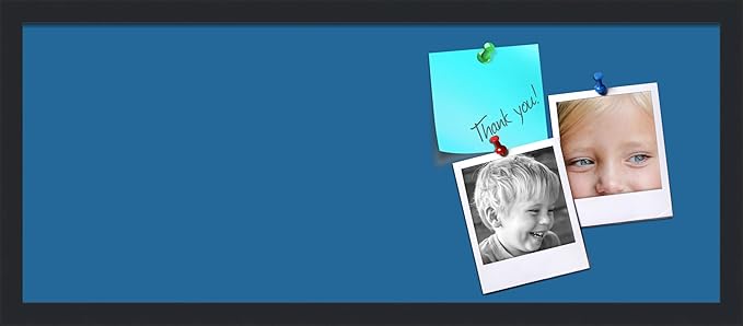 PinPix 30x12 Inch Cork Bulletin Board. This Decorative Framed Pin Board Comes with Navy Pastel Design and a Satin Black Frame. Ideal for Home Office Decor or Message Board (PinPix-1811)